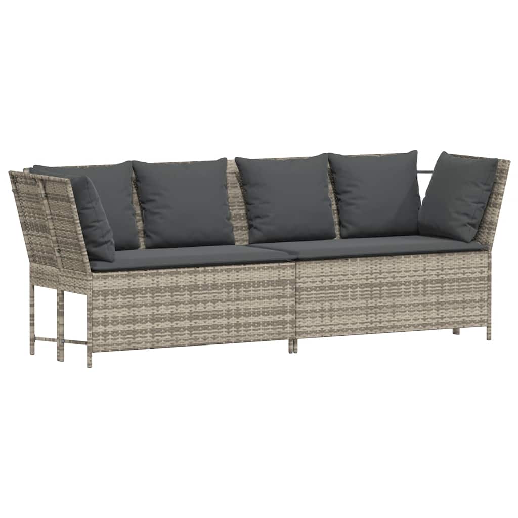vidaXL Sofa ogrodowa z poduszkami Jasnoszary polirattan