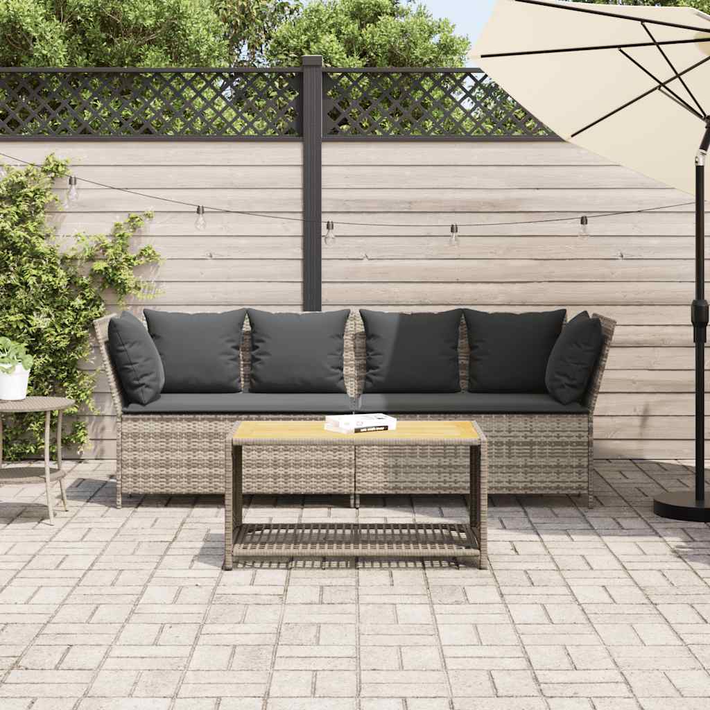 vidaXL Sofa ogrodowa z poduszkami Jasnoszary polirattan
