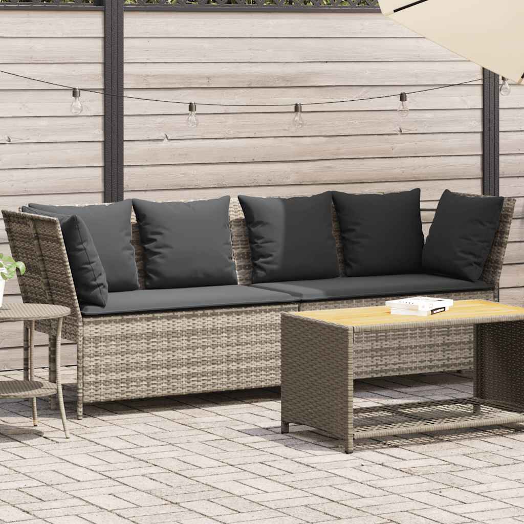 vidaXL Sofa ogrodowa z poduszkami Jasnoszary polirattan