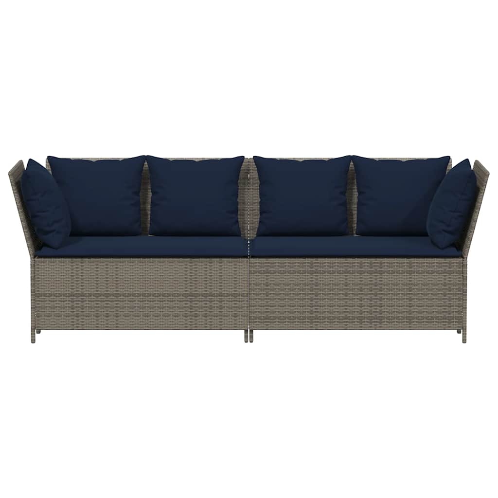 vidaXL Sofa ogrodowa z poduszkami, szara, polirattanowa