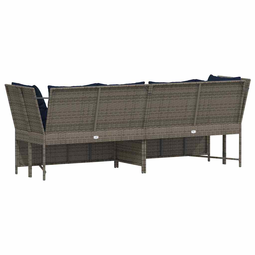 vidaXL Sofa ogrodowa z poduszkami, szara, polirattanowa