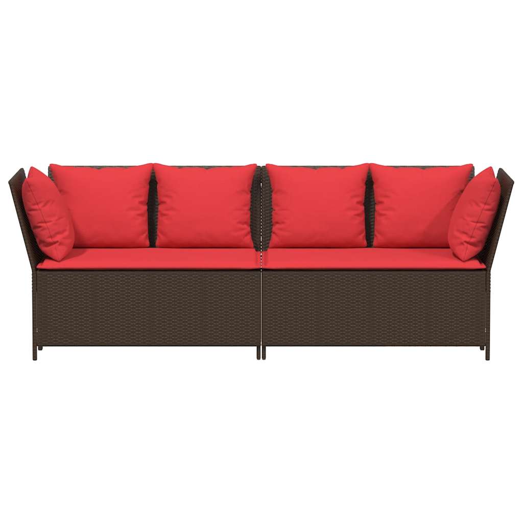 vidaXL Sofa ogrodowa z poduszkami Brązowy polirattan