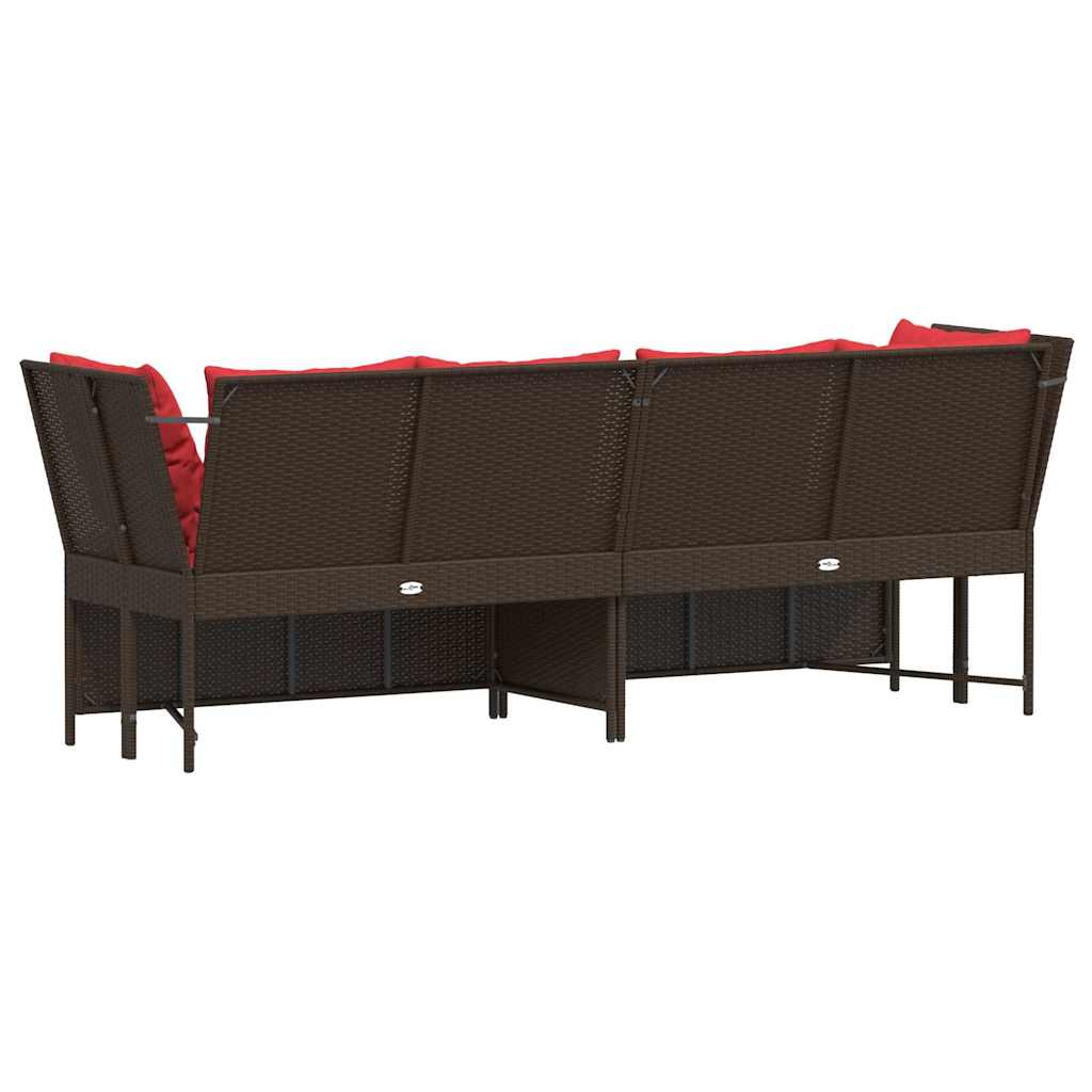 vidaXL Sofa ogrodowa z poduszkami Brązowy polirattan