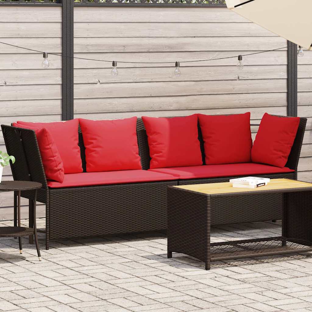 vidaXL Sofa ogrodowa z poduszkami Brązowy polirattan