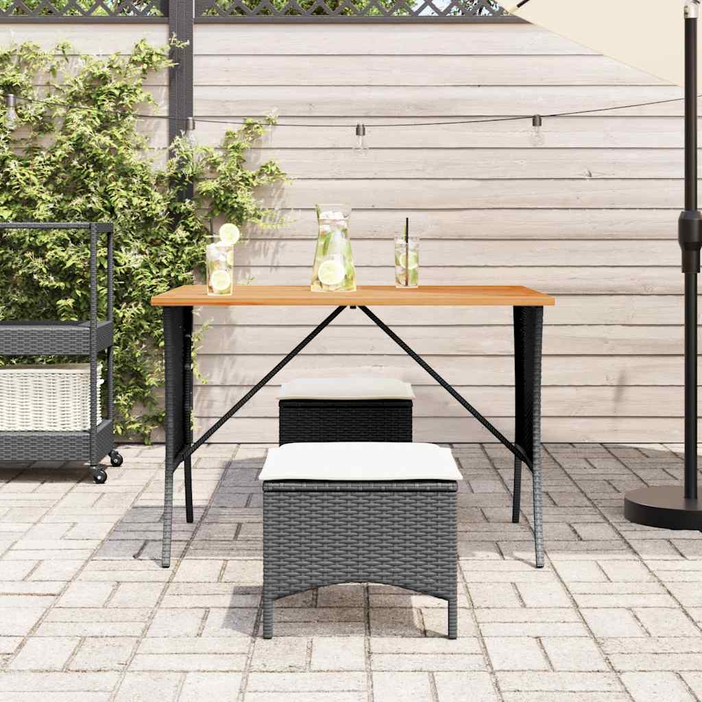 vidaXL Stół ogrodowy z blatem z drewna akacjowego czarny 105x75x72 cm