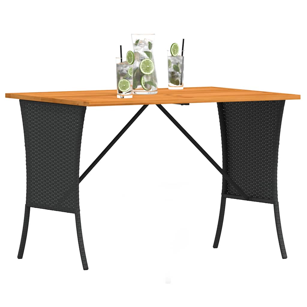 vidaXL Stół ogrodowy z blatem z drewna akacjowego czarny 105x75x72 cm