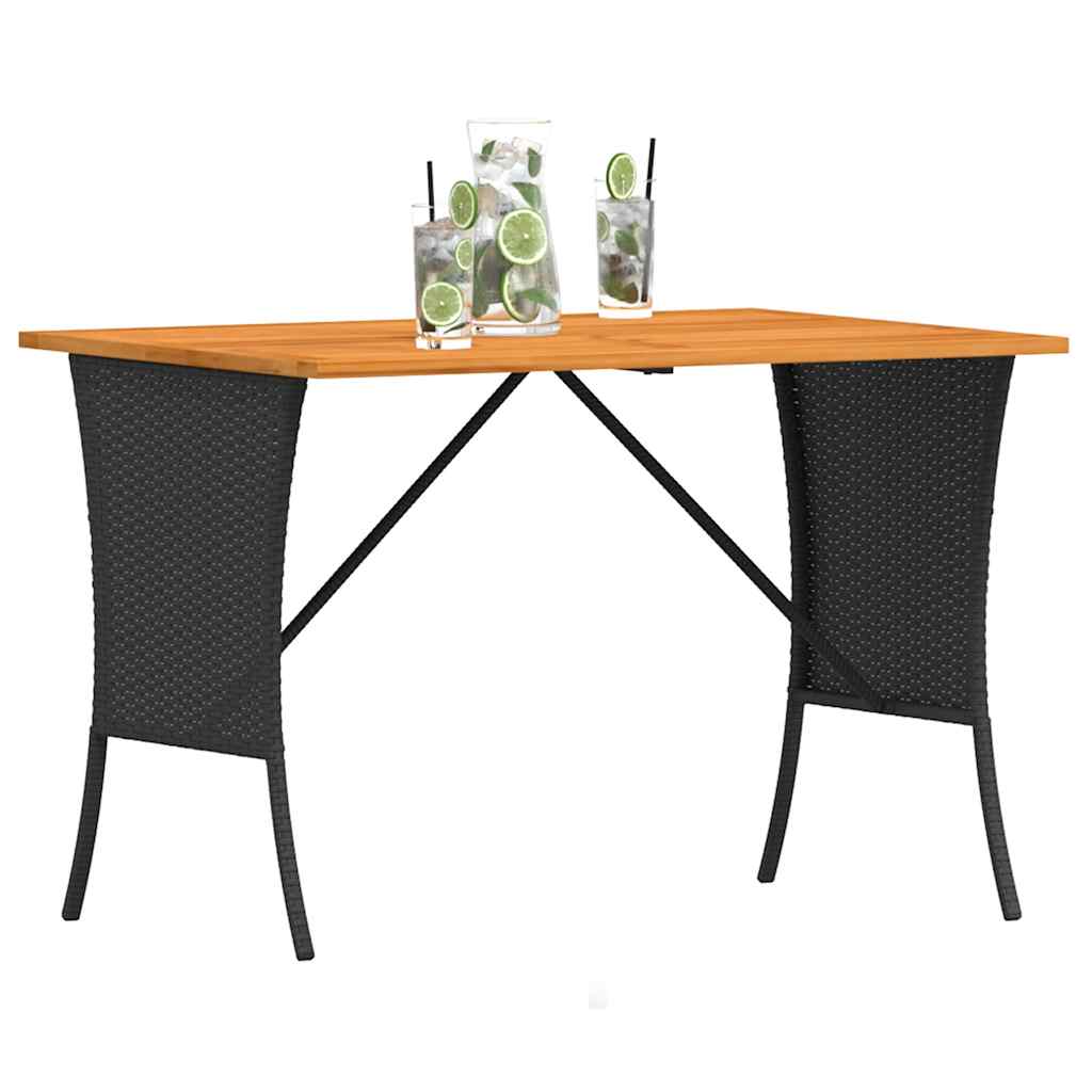 vidaXL Stół ogrodowy z blatem z drewna akacjowego czarny 105x75x72 cm
