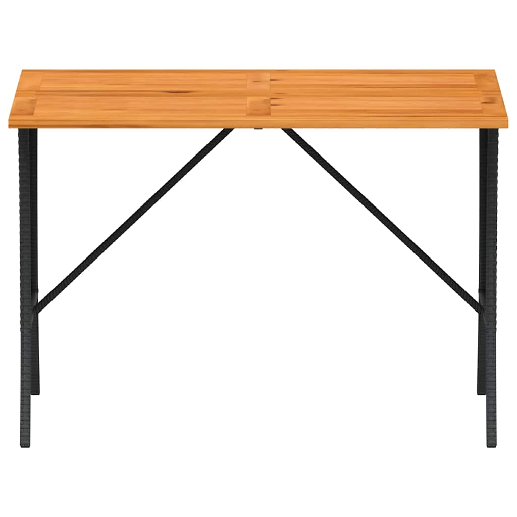 vidaXL Stół ogrodowy z blatem z drewna akacjowego czarny 105x75x72 cm