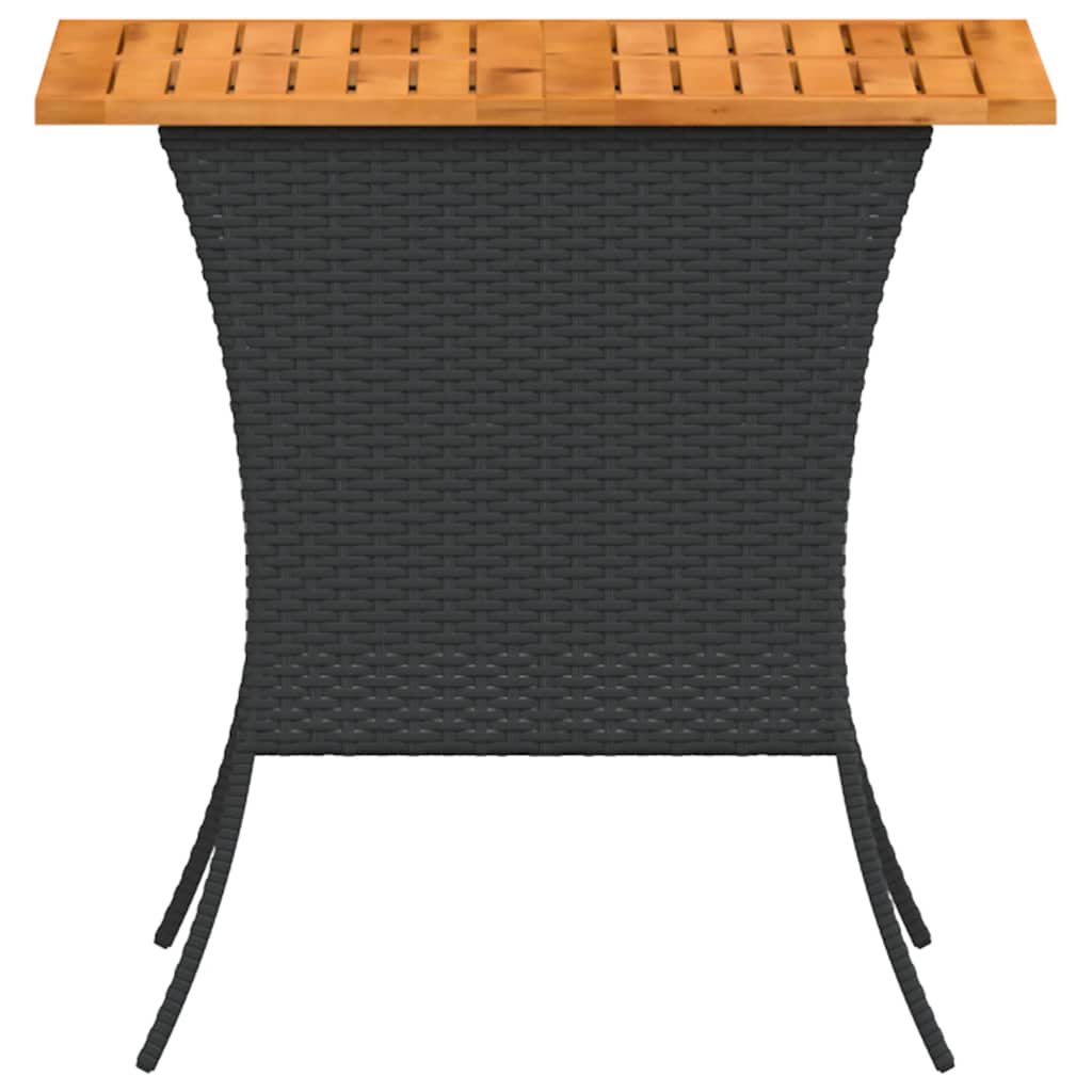 vidaXL Stół ogrodowy z blatem z drewna akacjowego czarny 105x75x72 cm