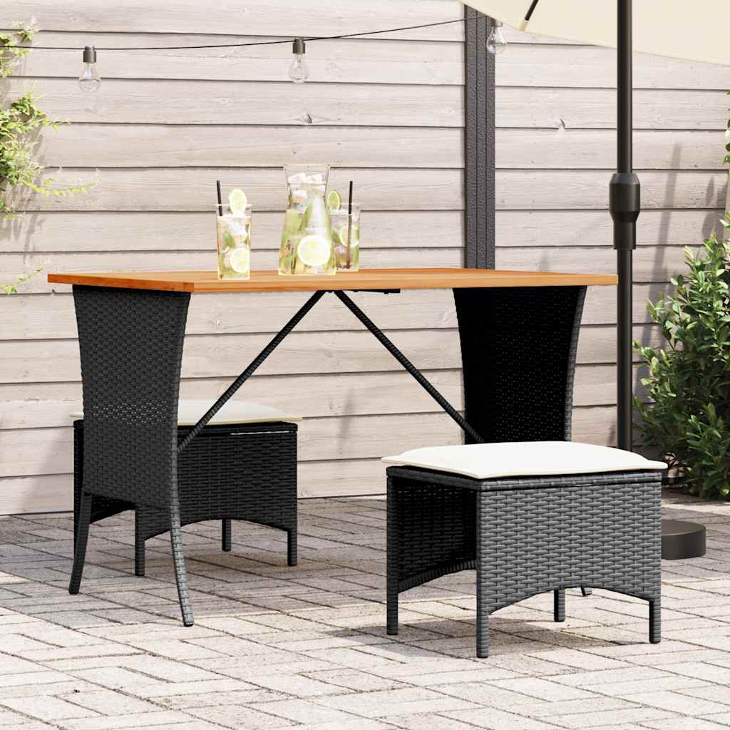 vidaXL Stół ogrodowy z blatem z drewna akacjowego czarny 105x75x72 cm