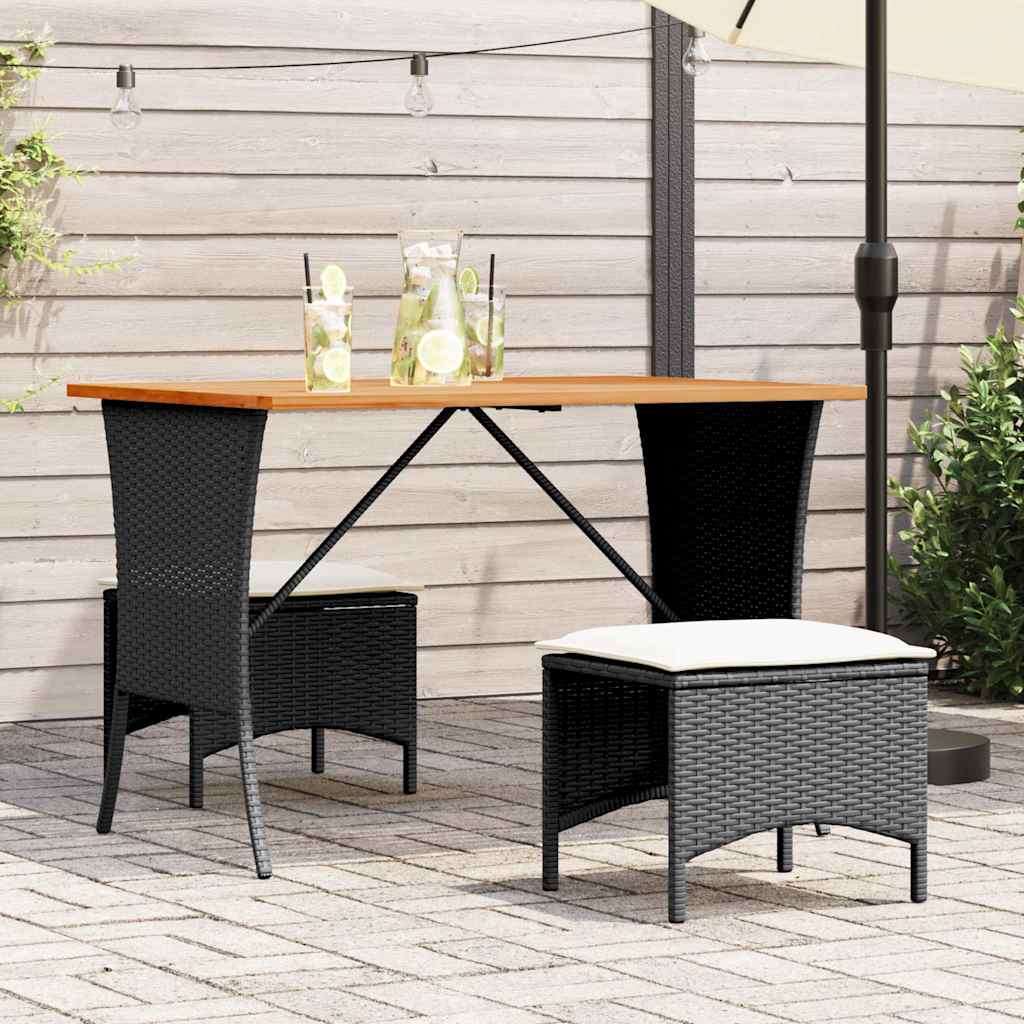 vidaXL Stół ogrodowy z blatem z drewna akacjowego czarny 105x75x72 cm