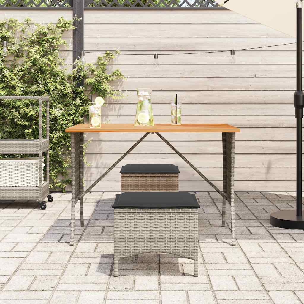vidaXL Stół ogrodowy z blatem z drewna akacjowego szary 105x75x72 cm
