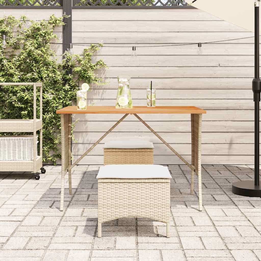 vidaXL Stół ogrodowy z blatem z drewna akacjowego beżowy 105x75x72 cm
