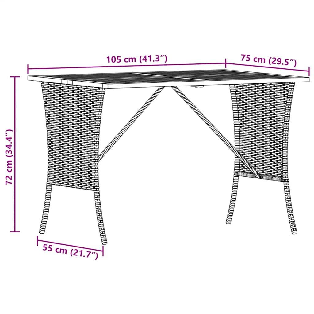 vidaXL Stół ogrodowy z blatem z drewna akacjowego beżowy 105x75x72 cm