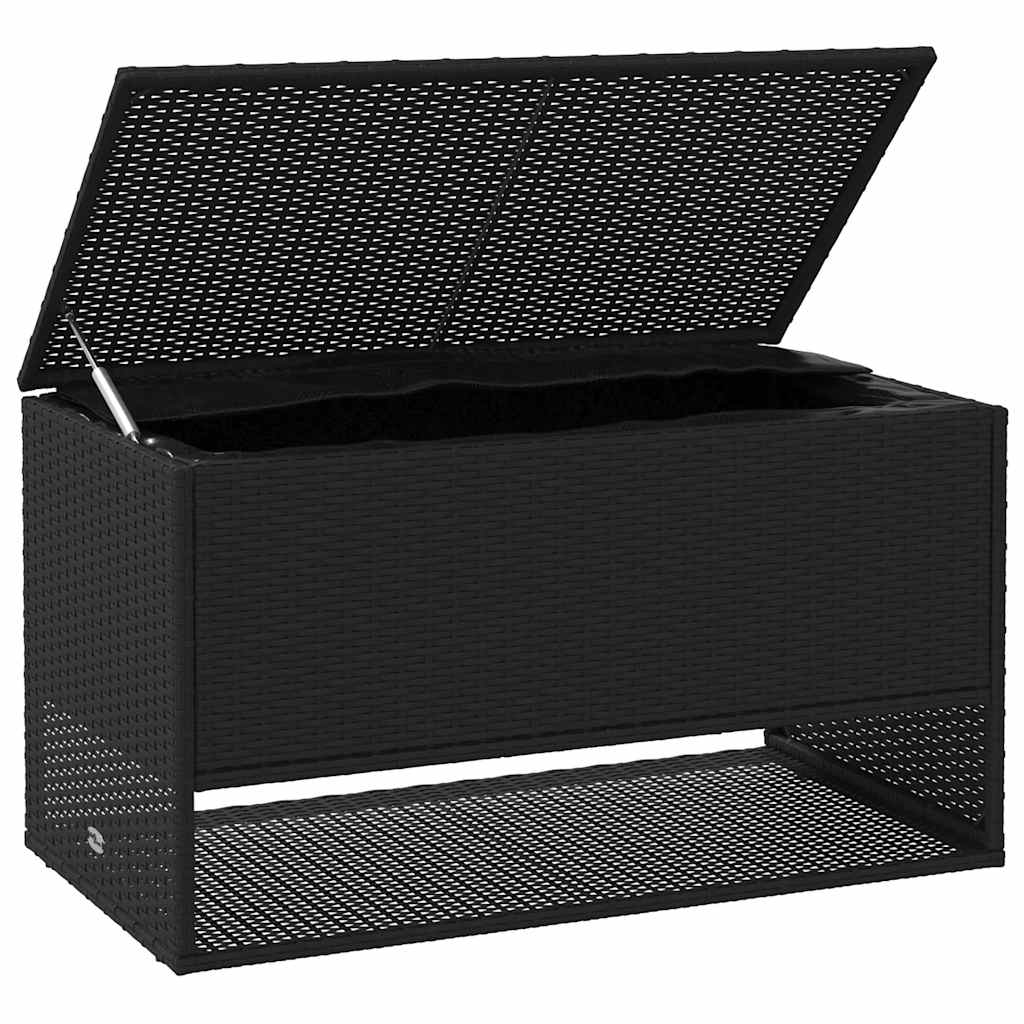 vidaXL Pudełko na poduszki ogrodowe czarne 100x55x55,5 cm polirattan