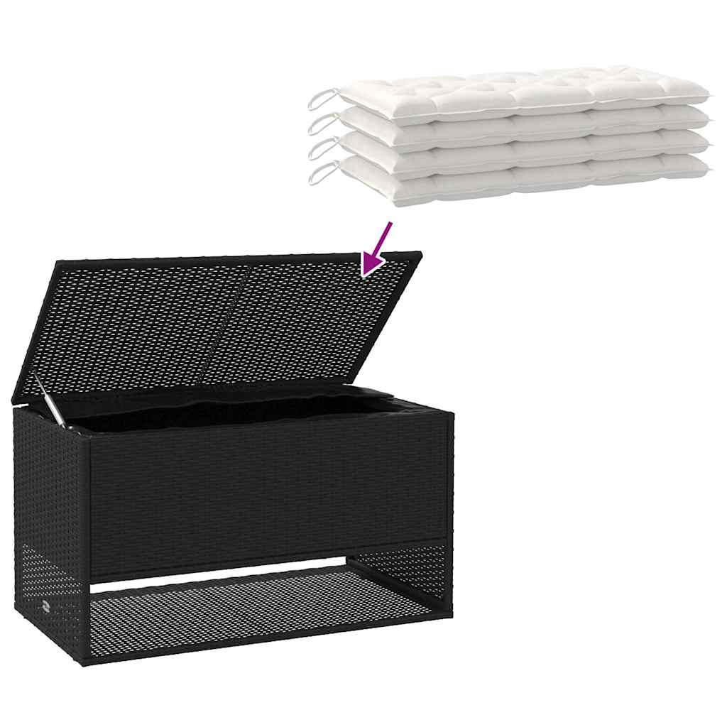 vidaXL Pudełko na poduszki ogrodowe czarne 100x55x55,5 cm polirattan