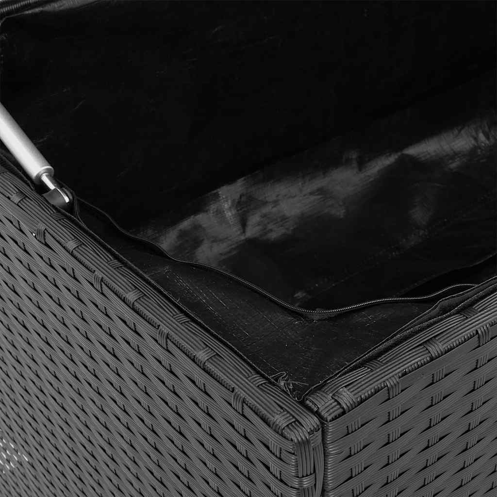 vidaXL Pudełko na poduszki ogrodowe czarne 100x55x55,5 cm polirattan