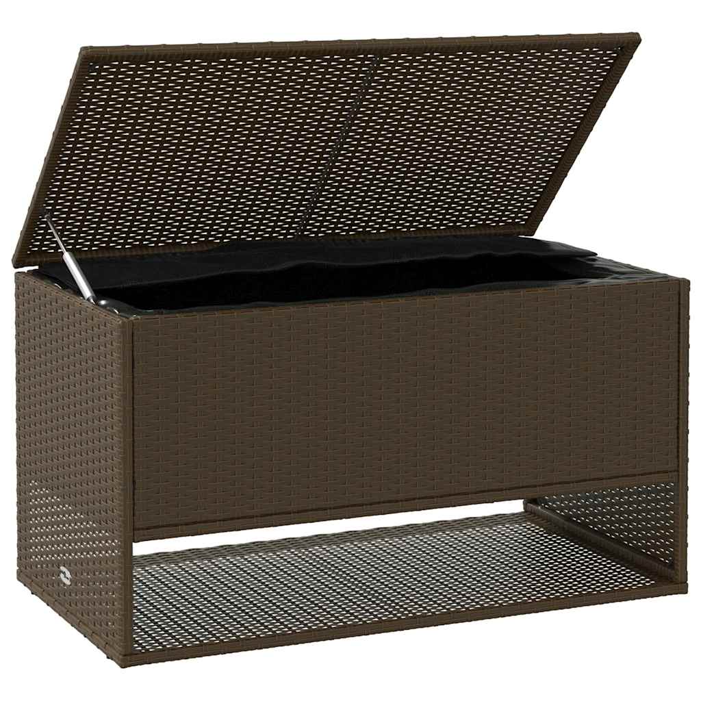 vidaXL Skrzynka na poduszki ogrodowe Brązowa 100x55x55,5 cm Polirattan