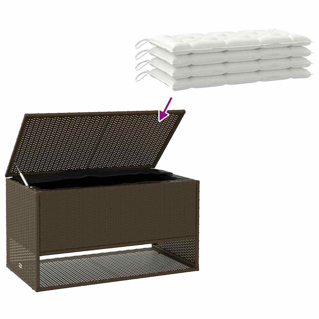 vidaXL Skrzynka na poduszki ogrodowe Brązowa 100x55x55,5 cm Polirattan