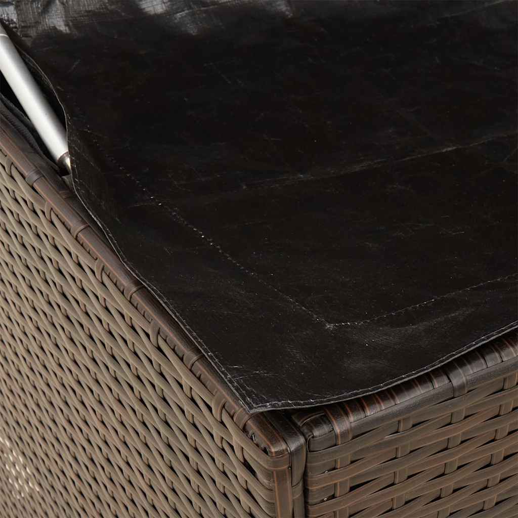 vidaXL Skrzynka na poduszki ogrodowe Brązowa 100x55x55,5 cm Polirattan