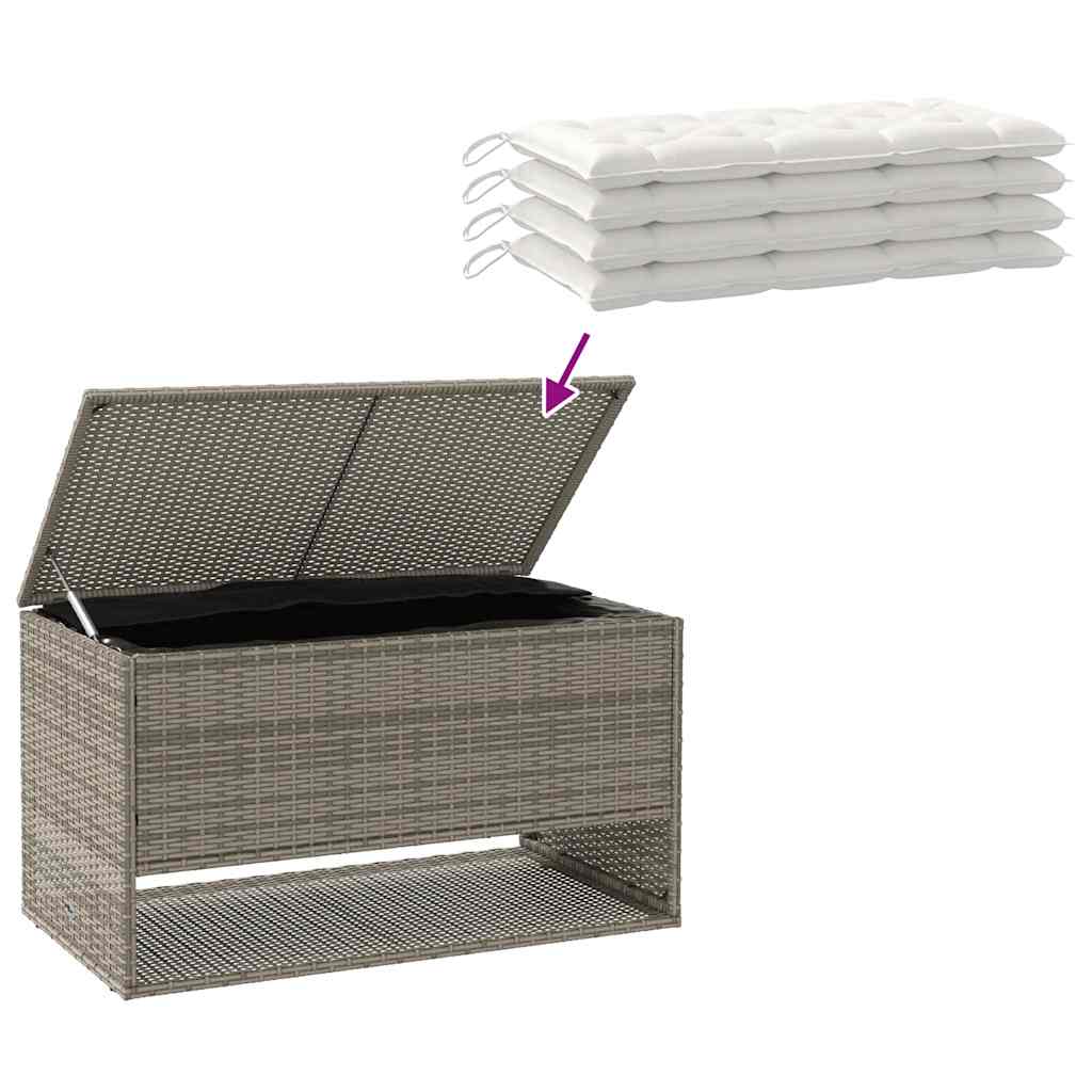 vidaXL Skrzynka na poduszki ogrodowe Szara 100x55x55,5 cm Polirattan
