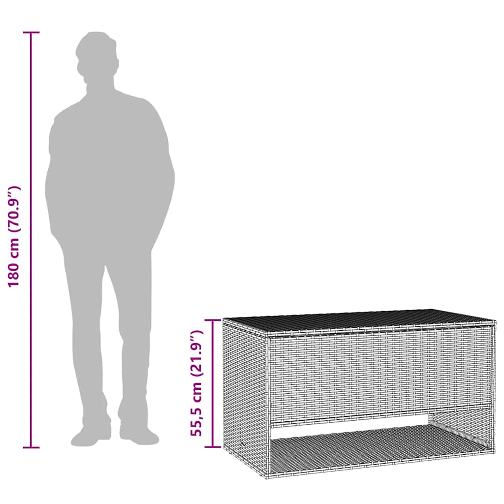 vidaXL Skrzynka na poduszki ogrodowe Szara 100x55x55,5 cm Polirattan