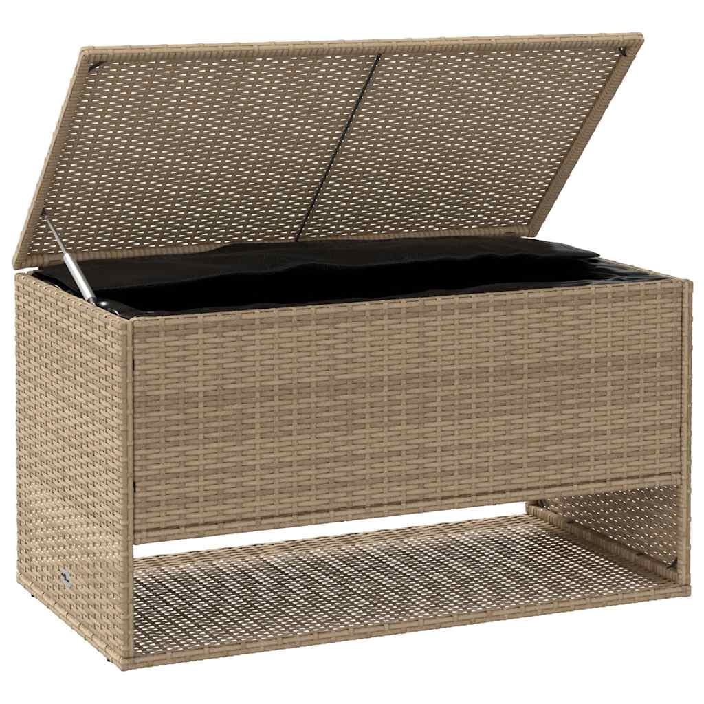 vidaXL Skrzynka na poduszki ogrodowe beżowa 100x55x55,5 cm polirattan