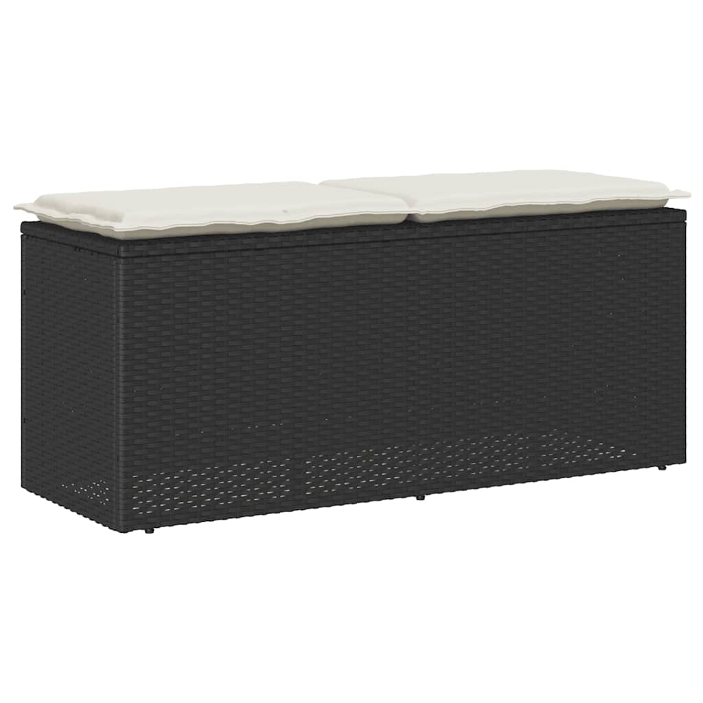 vidaXL Ławka ogrodowa z poduszką Czarna 110x40x44 cm Polirattan