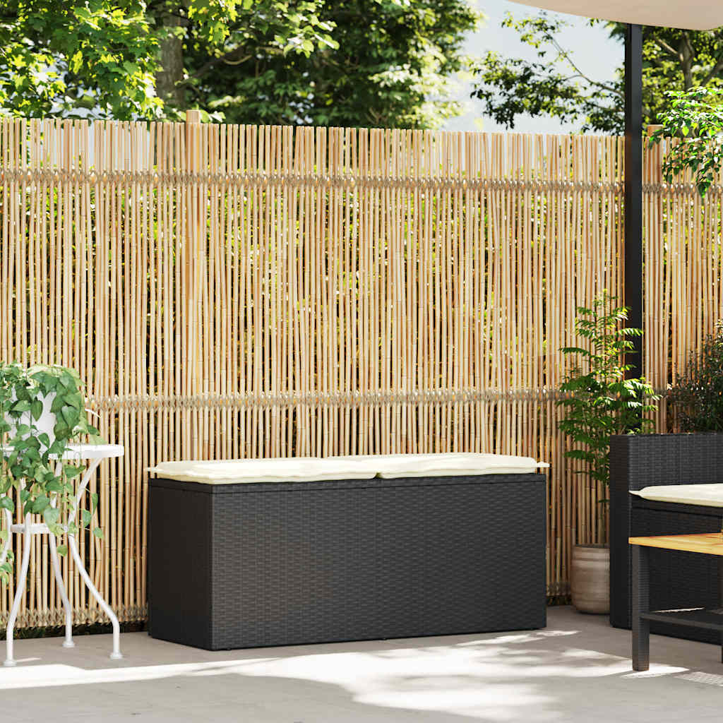 vidaXL Ławka ogrodowa z poduszką Czarna 110x40x44 cm Polirattan