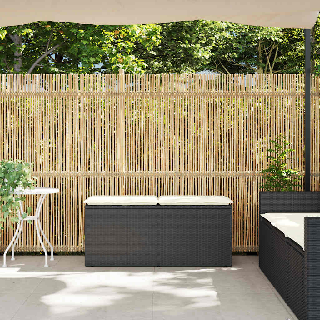 vidaXL Ławka ogrodowa z poduszką Czarna 110x40x44 cm Polirattan