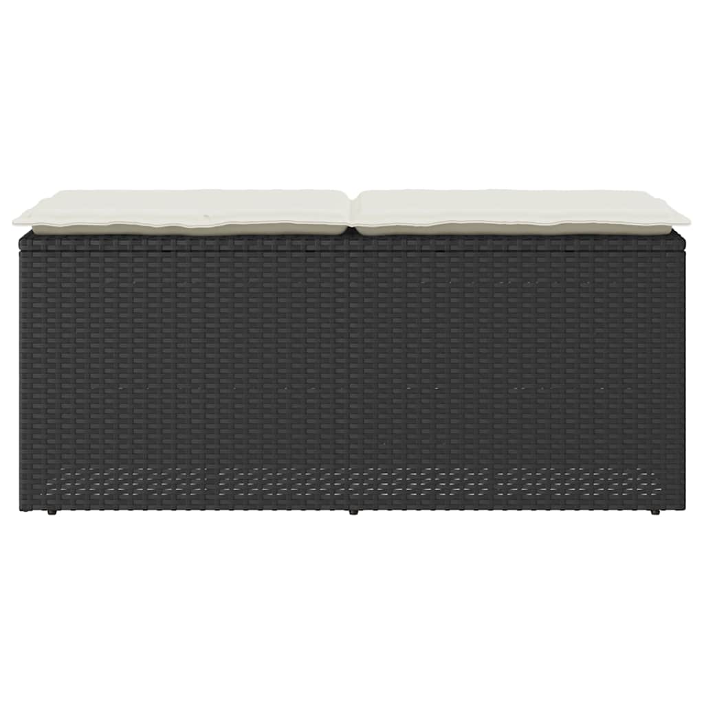 vidaXL Ławka ogrodowa z poduszką Czarna 110x40x44 cm Polirattan