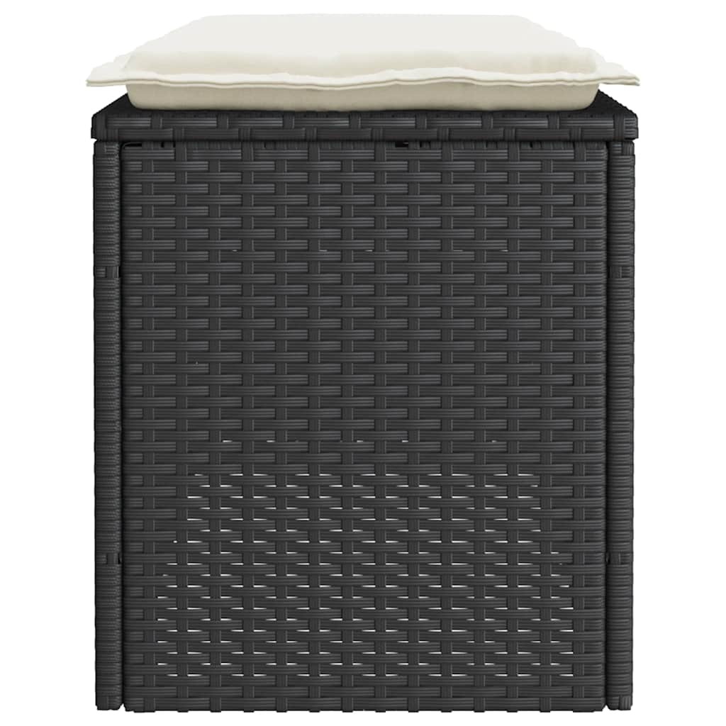 vidaXL Ławka ogrodowa z poduszką Czarna 110x40x44 cm Polirattan