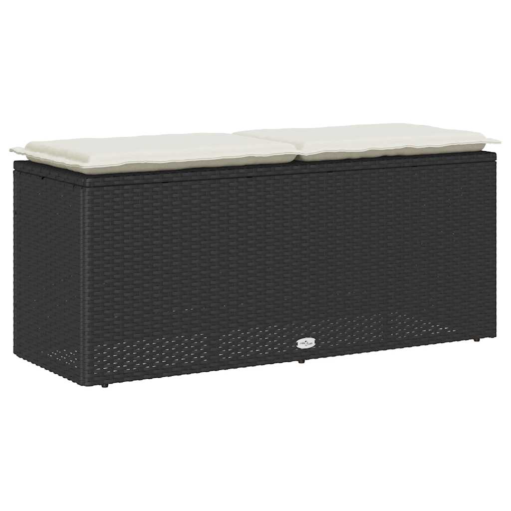 vidaXL Ławka ogrodowa z poduszką Czarna 110x40x44 cm Polirattan