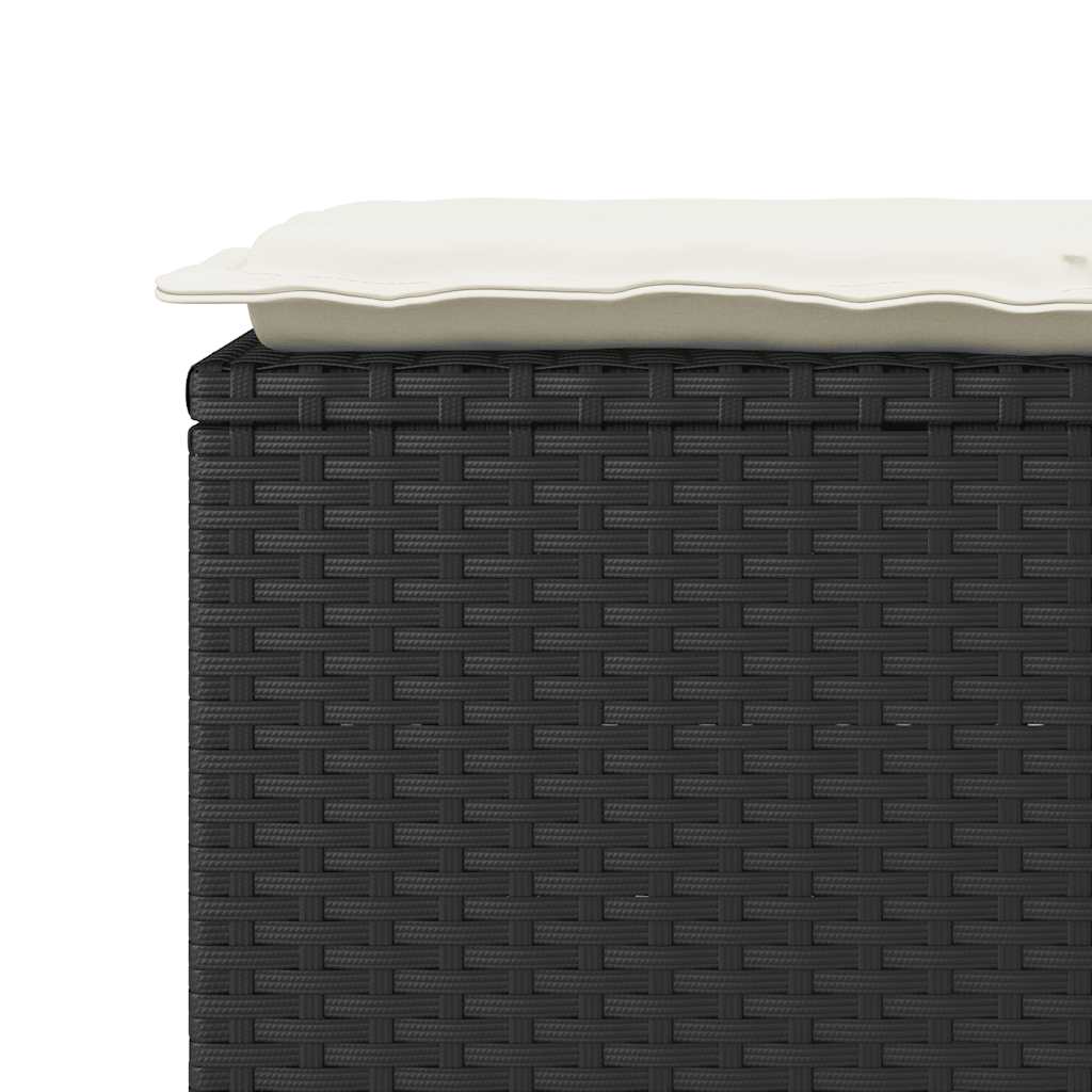 vidaXL Ławka ogrodowa z poduszką Czarna 110x40x44 cm Polirattan