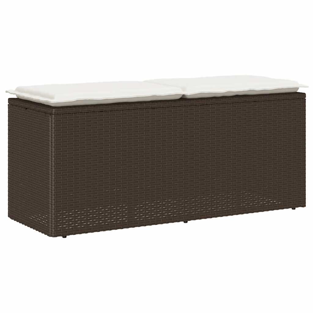 vidaXL Ławka ogrodowa z poduszką Brązowa 110x40x44 cm Polirattan