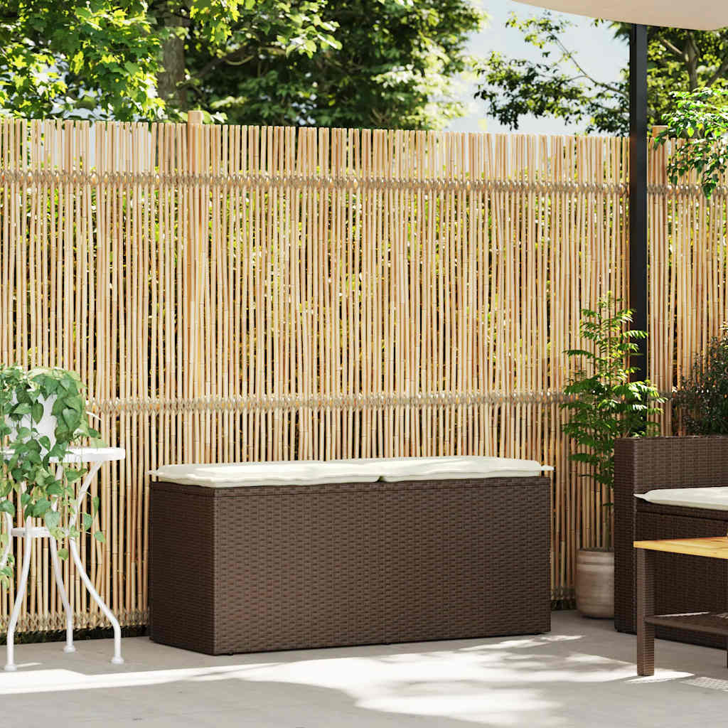 vidaXL Ławka ogrodowa z poduszką Brązowa 110x40x44 cm Polirattan