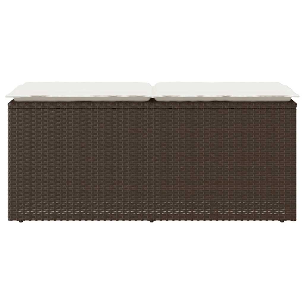 vidaXL Ławka ogrodowa z poduszką Brązowa 110x40x44 cm Polirattan