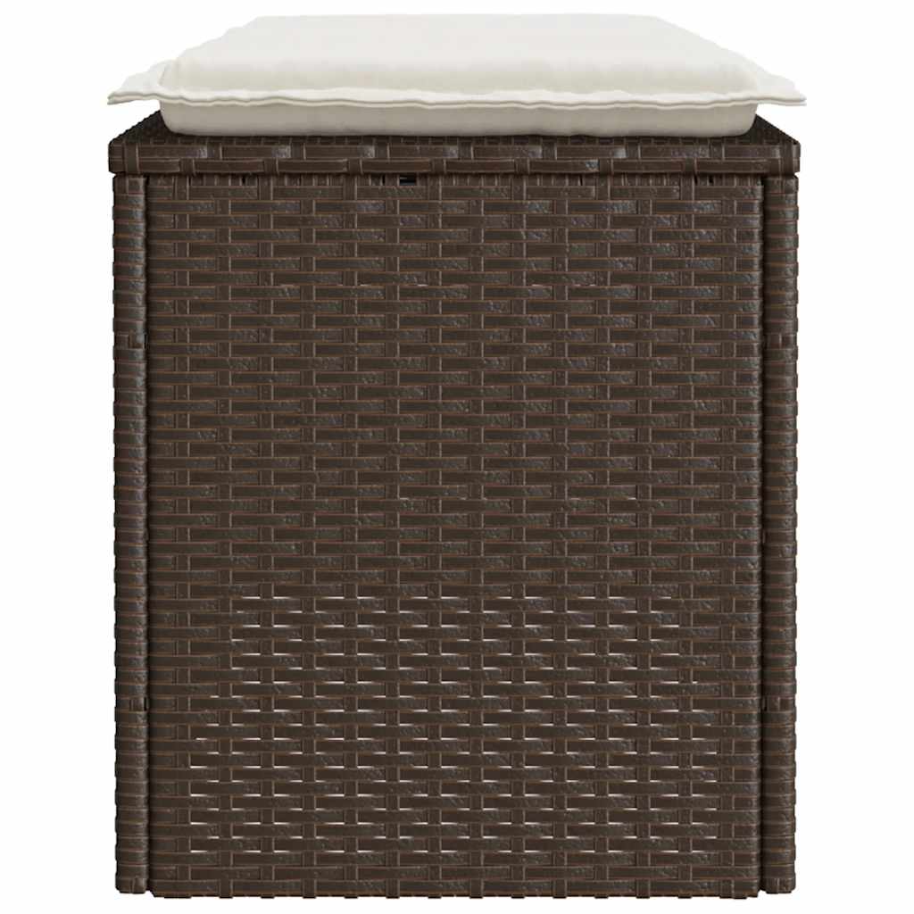 vidaXL Ławka ogrodowa z poduszką Brązowa 110x40x44 cm Polirattan