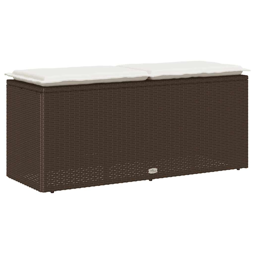 vidaXL Ławka ogrodowa z poduszką Brązowa 110x40x44 cm Polirattan