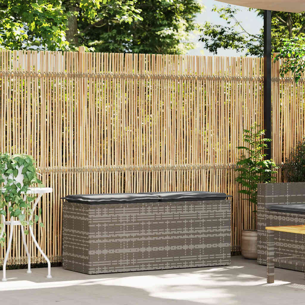 vidaXL Ławka ogrodowa z poduszką Szara 110x40x44 cm Polirattan