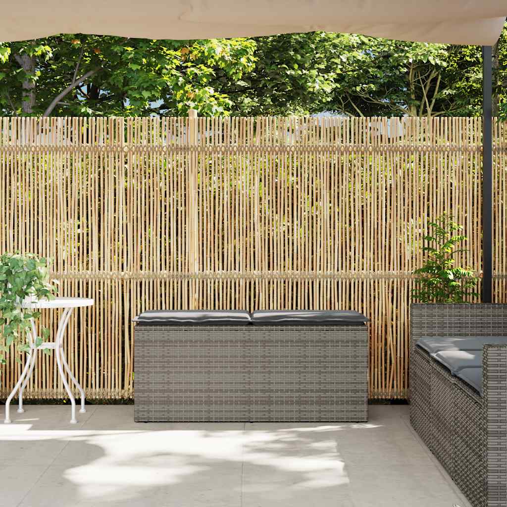 vidaXL Ławka ogrodowa z poduszką Szara 110x40x44 cm Polirattan