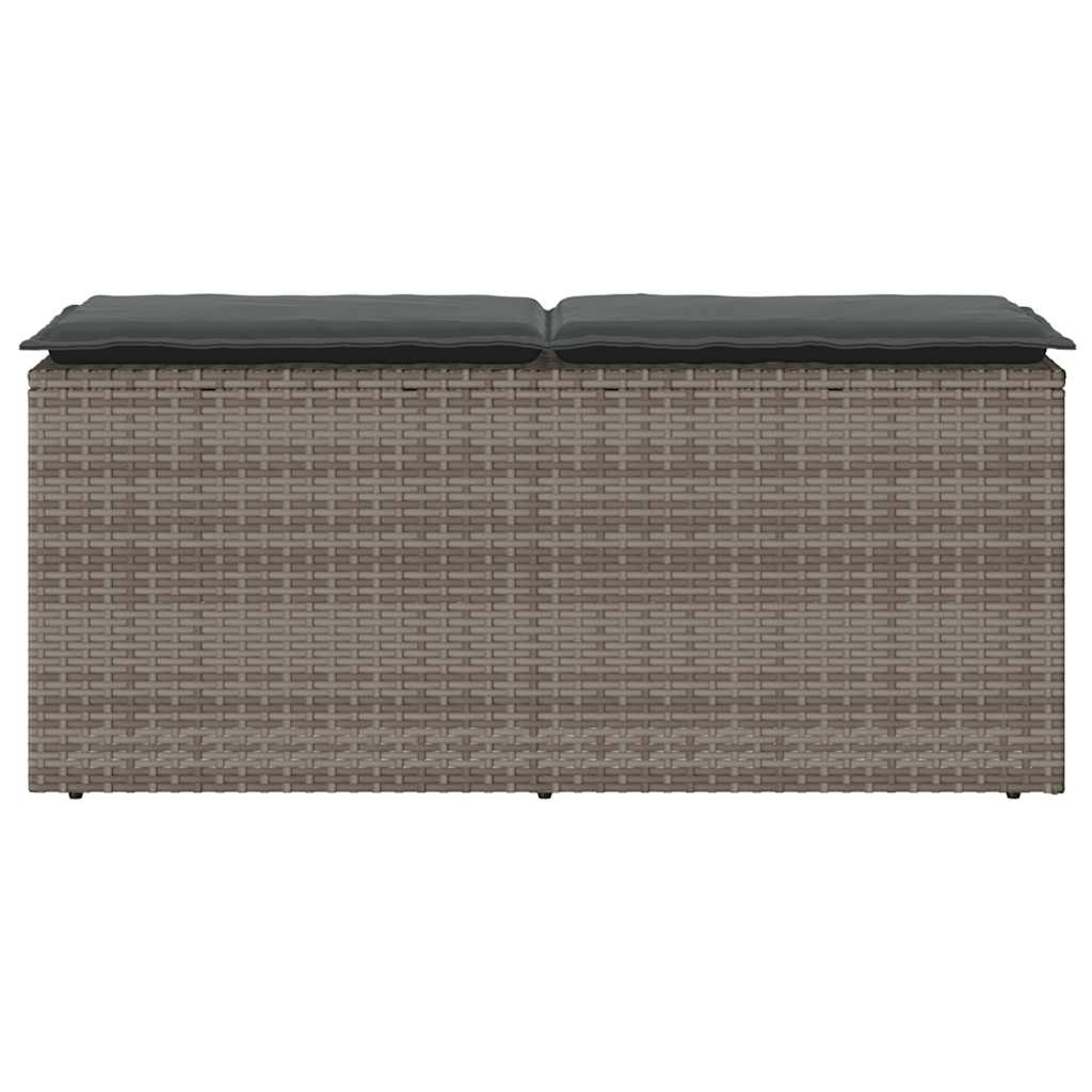 vidaXL Ławka ogrodowa z poduszką Szara 110x40x44 cm Polirattan