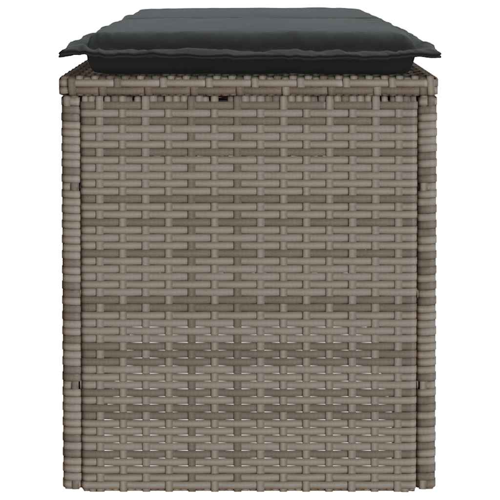 vidaXL Ławka ogrodowa z poduszką Szara 110x40x44 cm Polirattan