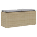 vidaXL Ławka ogrodowa z poduszką beżowa 110x40x44 cm polirattan