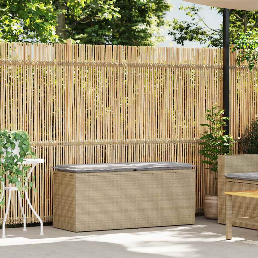 vidaXL Ławka ogrodowa z poduszką beżowa 110x40x44 cm polirattan