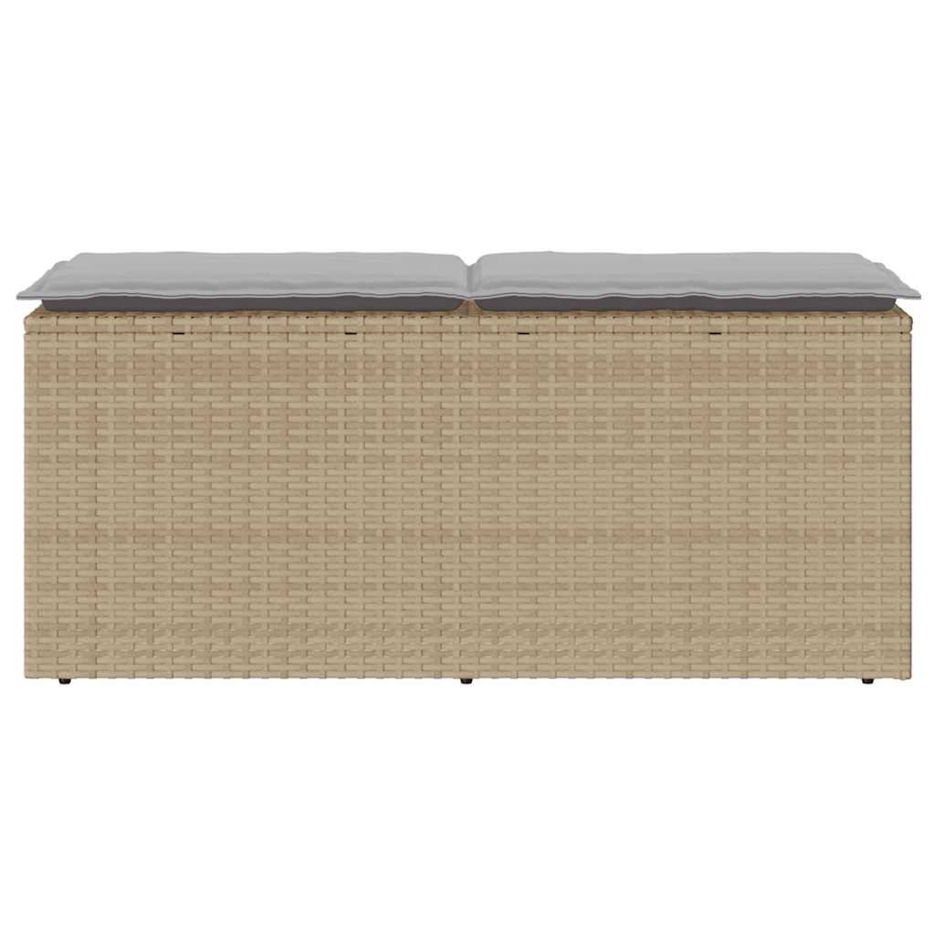 vidaXL Ławka ogrodowa z poduszką beżowa 110x40x44 cm polirattan