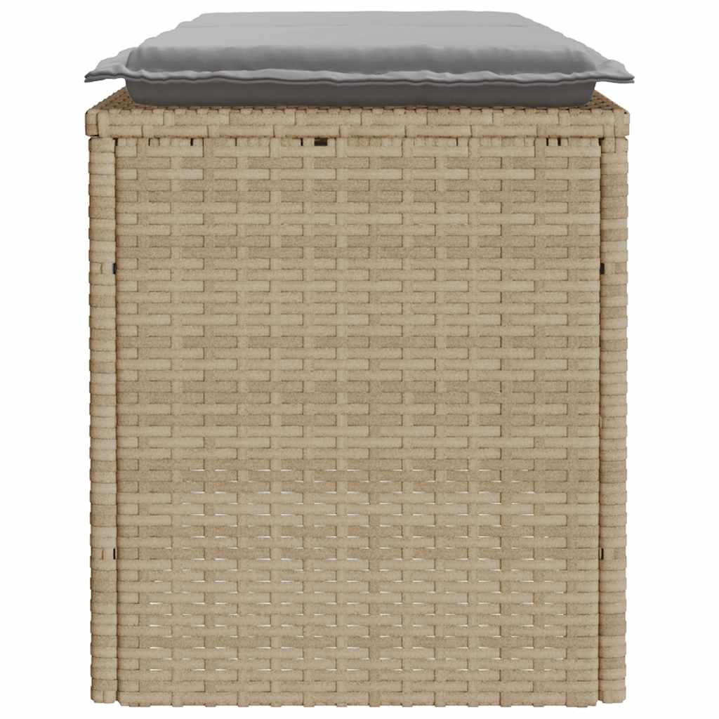 vidaXL Ławka ogrodowa z poduszką beżowa 110x40x44 cm polirattan