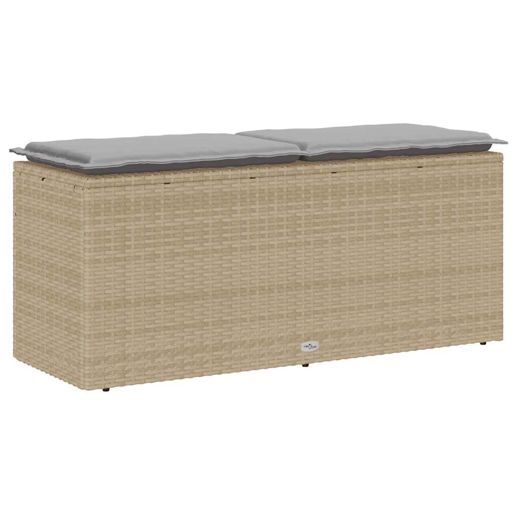 vidaXL Ławka ogrodowa z poduszką beżowa 110x40x44 cm polirattan