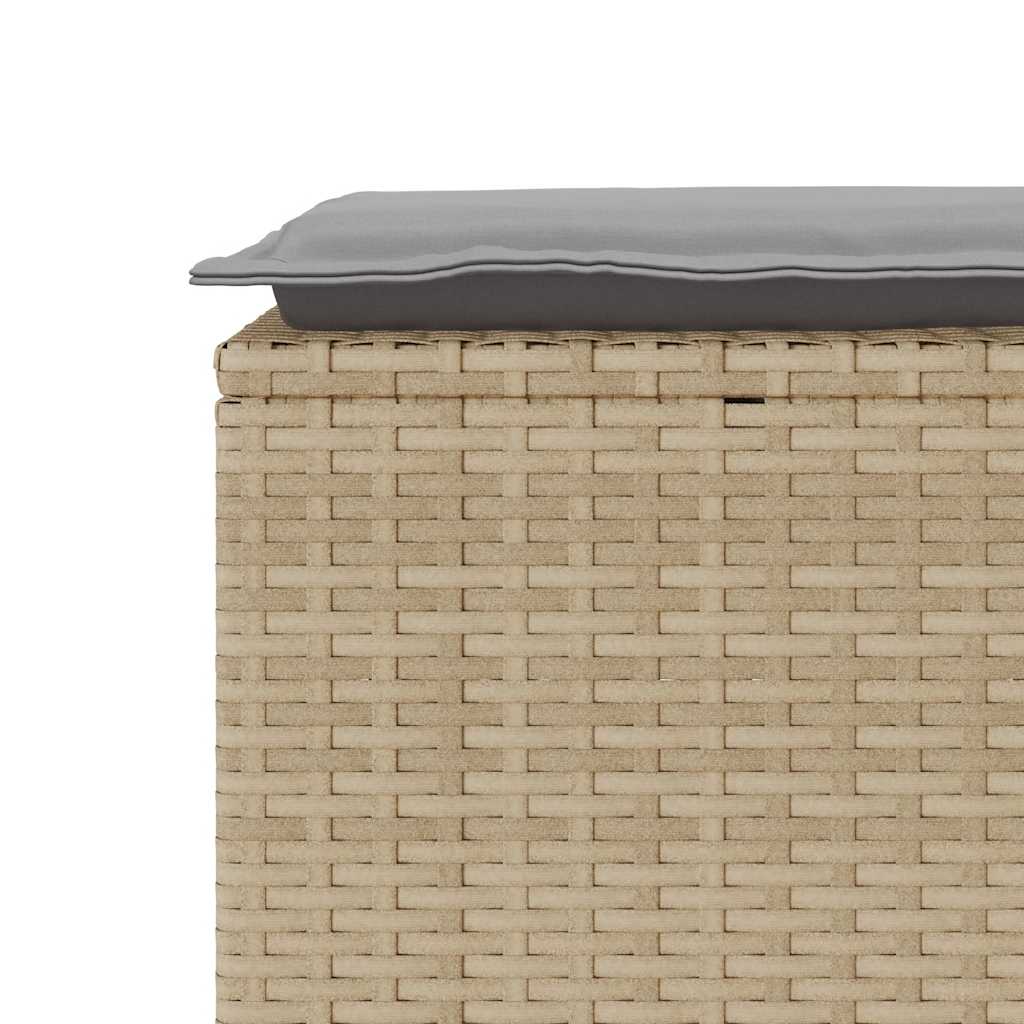 vidaXL Ławka ogrodowa z poduszką beżowa 110x40x44 cm polirattan