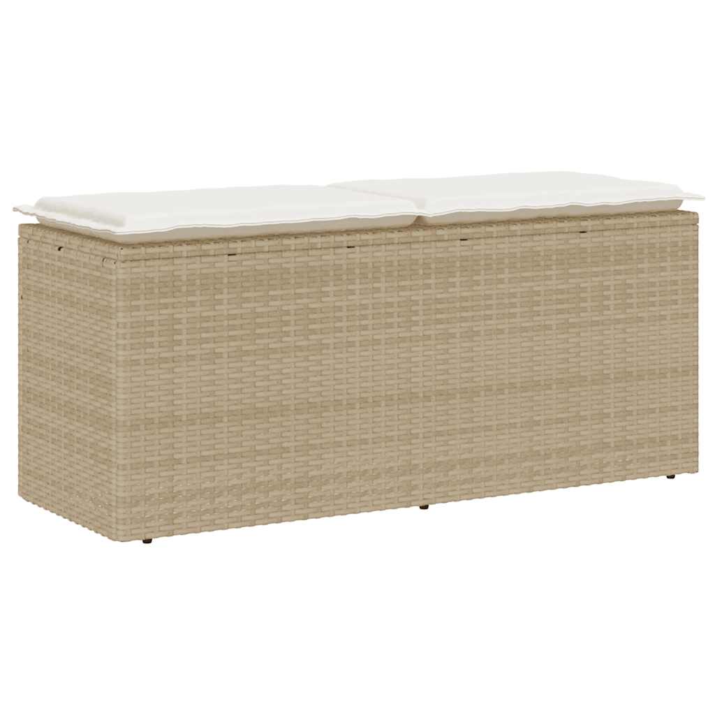 vidaXL Ławka ogrodowa z poduszką beżowa 110x40x44 cm polirattan